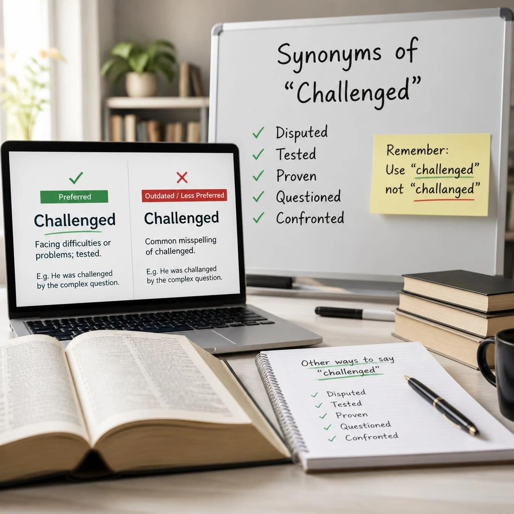 synonyms of challenged