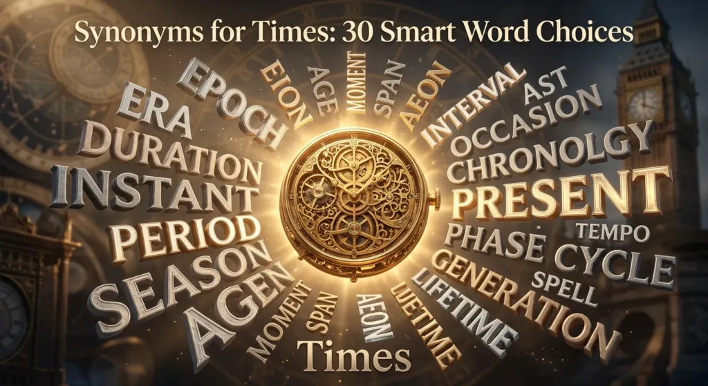 Synonyms for times showing occasions, periods, moments, events, and other useful alternatives