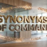 Alt text: Illustration of synonyms for command with common alternatives like order, direct, instruct, lead, control, and govern.
