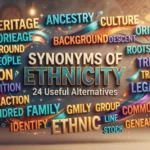 Synonyms of ethnicity with cultural identity, heritage, ancestry, and ethnic background